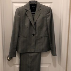 Grey pinstripe pants suit